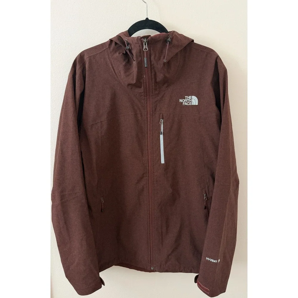 The North Face HyVent 2.5L Waterproof Jacket Men's L Brown Heather Hooded